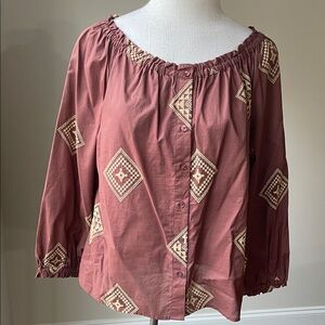 Vince Camuto Mauve Blouse with Diamond Patterns